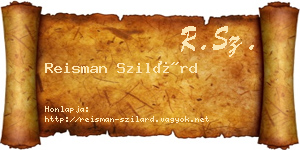 Reisman Szilárd névjegykártya